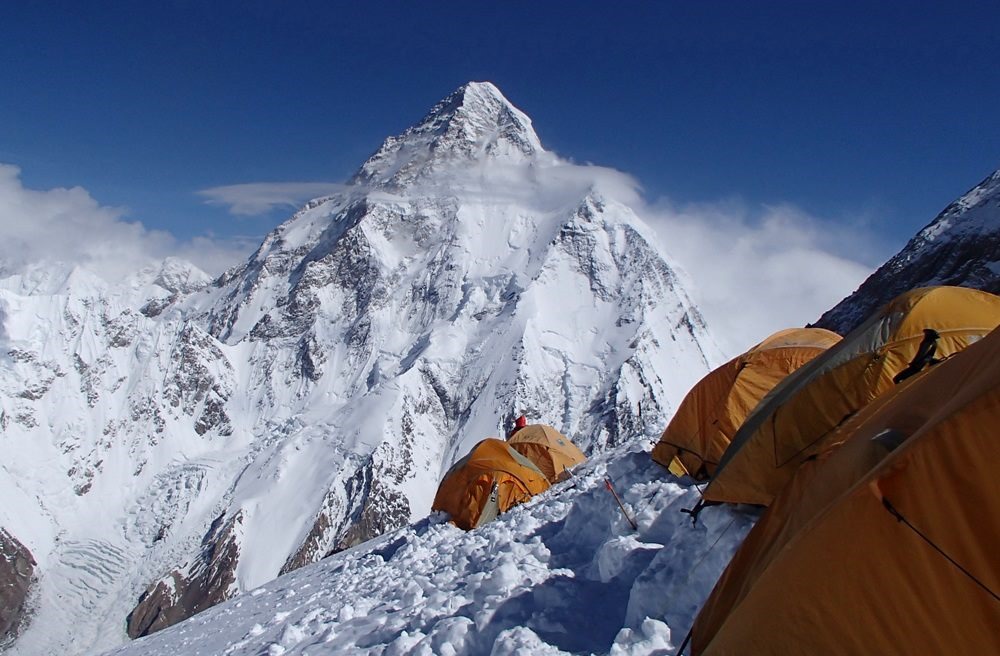 Trekking caravan crossing the Baltoro Glacier toward Concordia and K2, Gilgit-Baltistan, Pakistan
