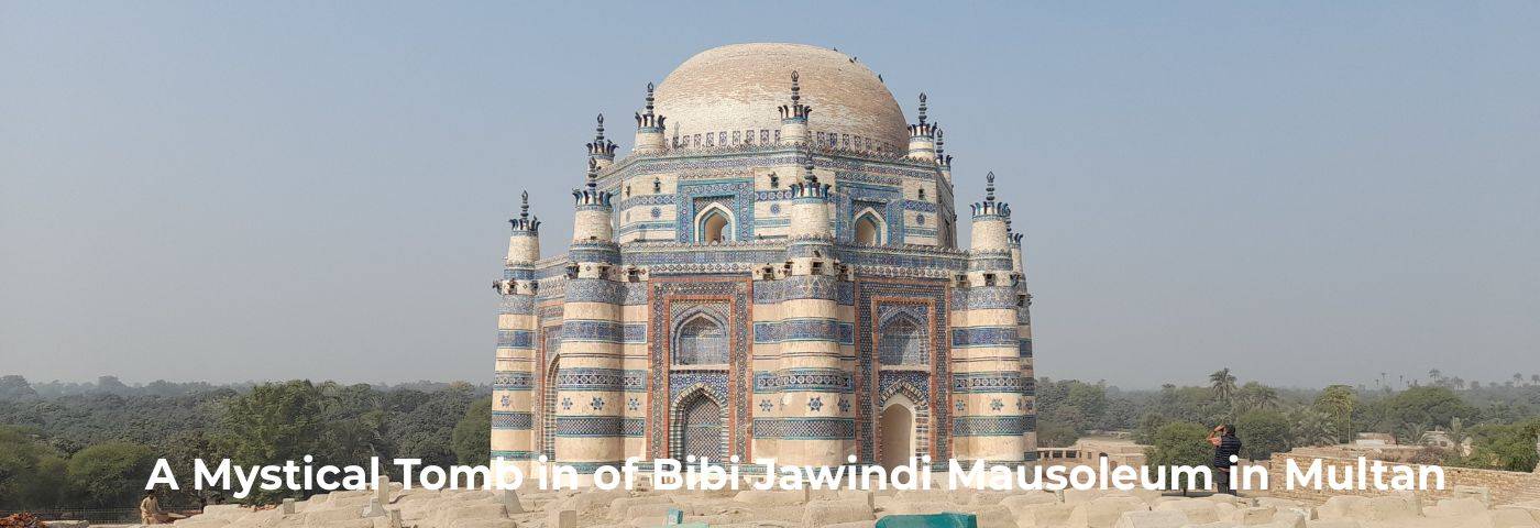 Mystical tomb of Bibi Jawindi in Multan with intricate tile work