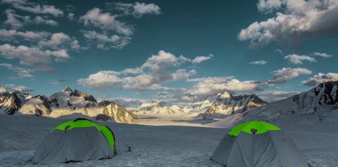 Camping on Biafo-Hispar Glacier in the North of Pakistan, which is longest glacier out of polar region