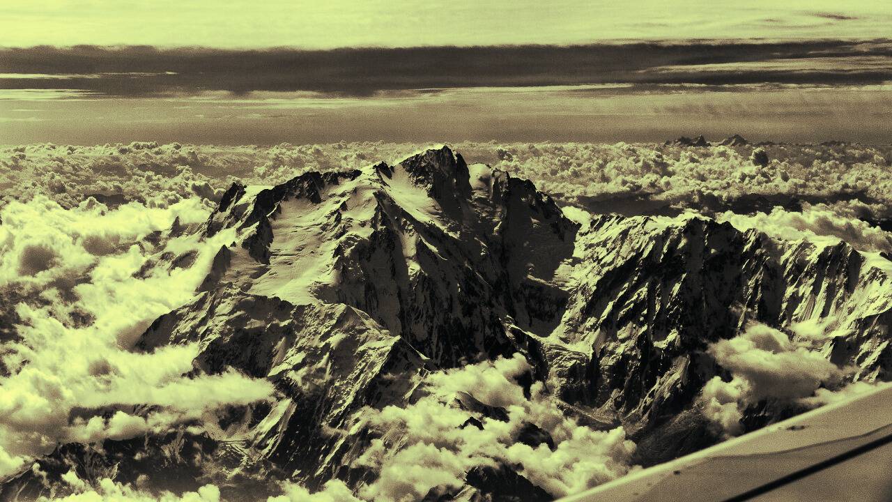 View of Mount Nanga Parbat (8126M) from above the clouds, which is end pillar of Western Himalayas in the North of Pakistan