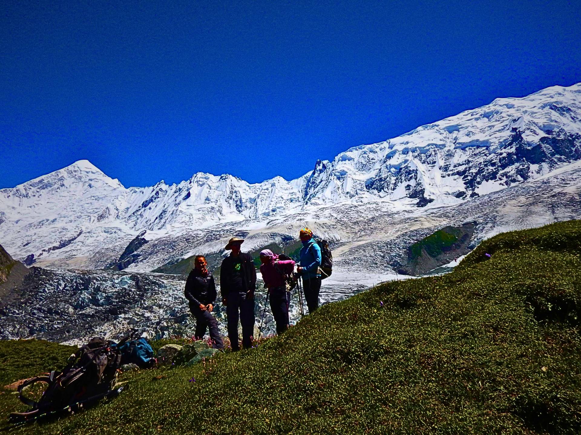 View of DiranPeak 7256M in background from Rakapsohi Base Camp in Nagar Valley of Gilgit-Baltistan
